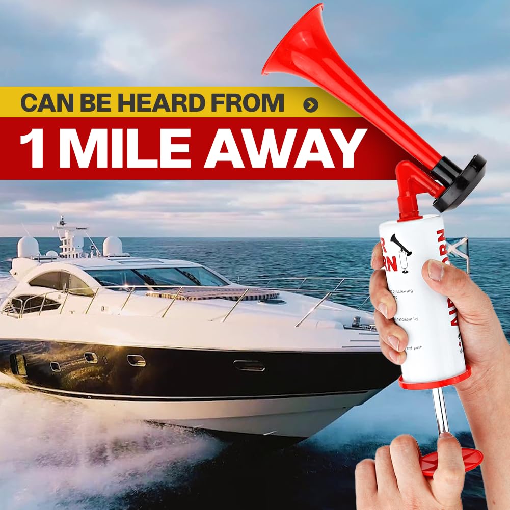 **Chazcool Handheld Air Horn - 150dB Loud Noise Maker for Boats, Cars & Sports Events | Reusable Safety Air Pump Horn for Emergency, Bear Deterrent & Outdoor Activities**