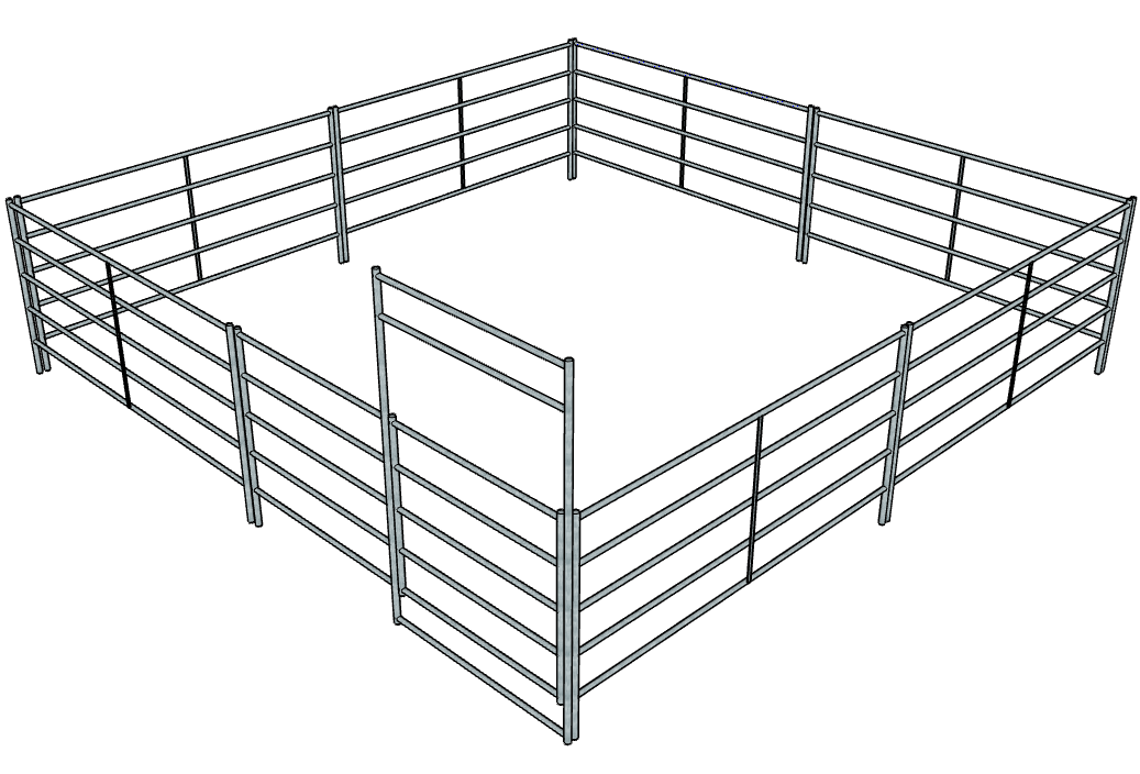 20 Ft x 20 Ft Galvanized Steel 5-Rail Horse Stall Kit - Durable Stable Fencing for Pastures, Arenas & Barns
