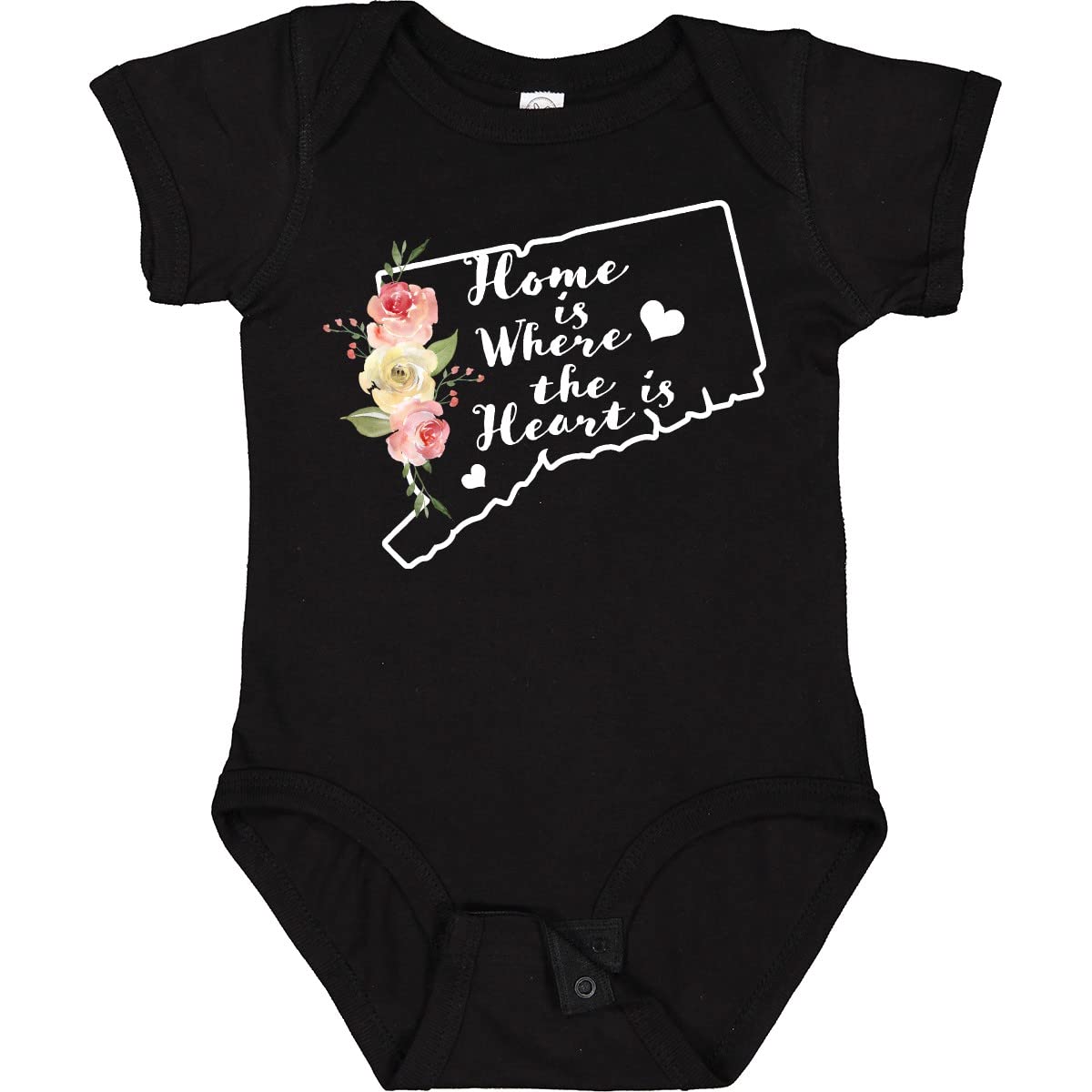 Inktastic Connecticut Home Is Where the Heart Is Watercolor Baby Bodysuit - Soft Cotton Onesie for Newborns, Infants & Toddlers - Perfect for Family Photos, Holidays & Everyday Wear