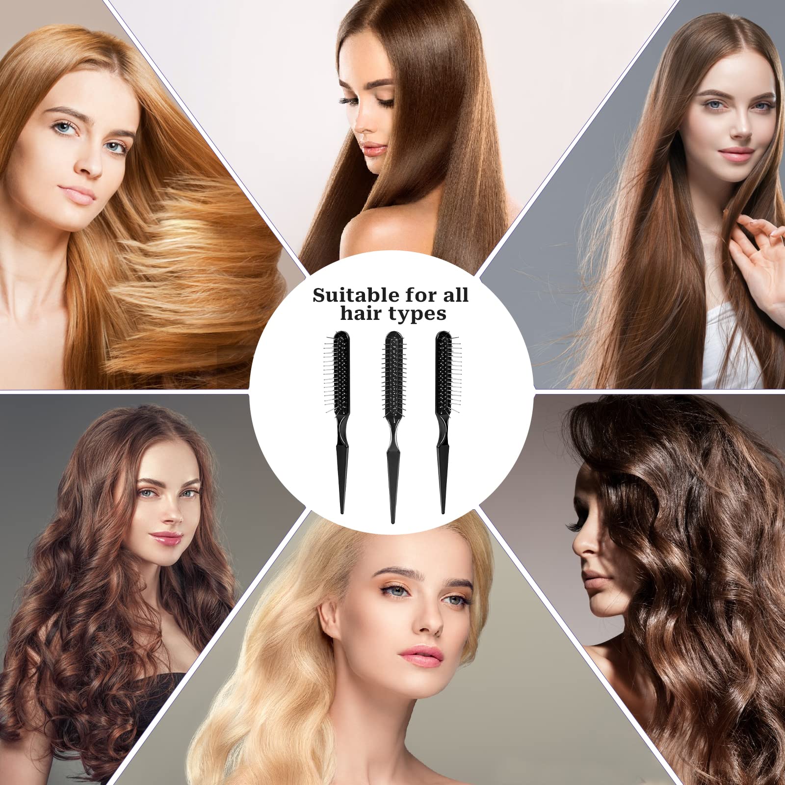 3-Pack Synthetic Wig Brush Set - Detangling Wire Combs for Wigs & Travel
