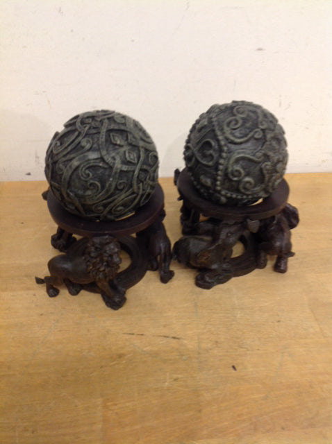 7 Pairs of Resin Elephant & Lion Balls - Feng Shui Decor for Home, Office, and Garden - Perfect for Meditation, Yoga Spaces, and Good Luck Charms