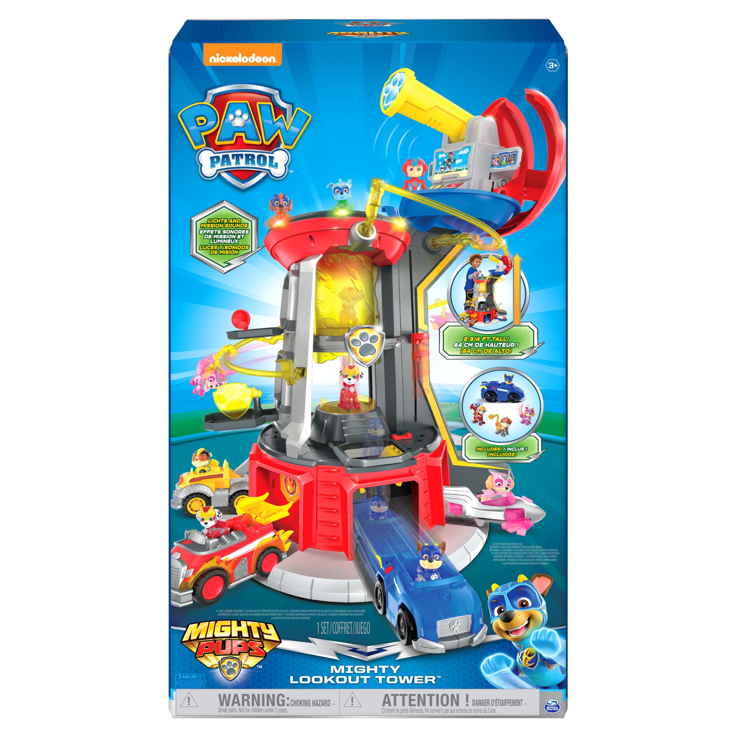 **Paw Patrol Mighty Lookout Tower Playset with 4 Exclusive Action Figures, Toy Car, Lights & Sounds – Amazon Exclusive Toy for Kids Ages 3+ | Interactive Adventure Playset for Imaginative Play**