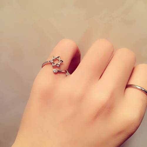 Zircon Star of David Ring for Women - Elegant Open Hexagram Jewish Jewelry - Perfect for Hanukkah Gifts, Religious Occasions & Everyday Wear