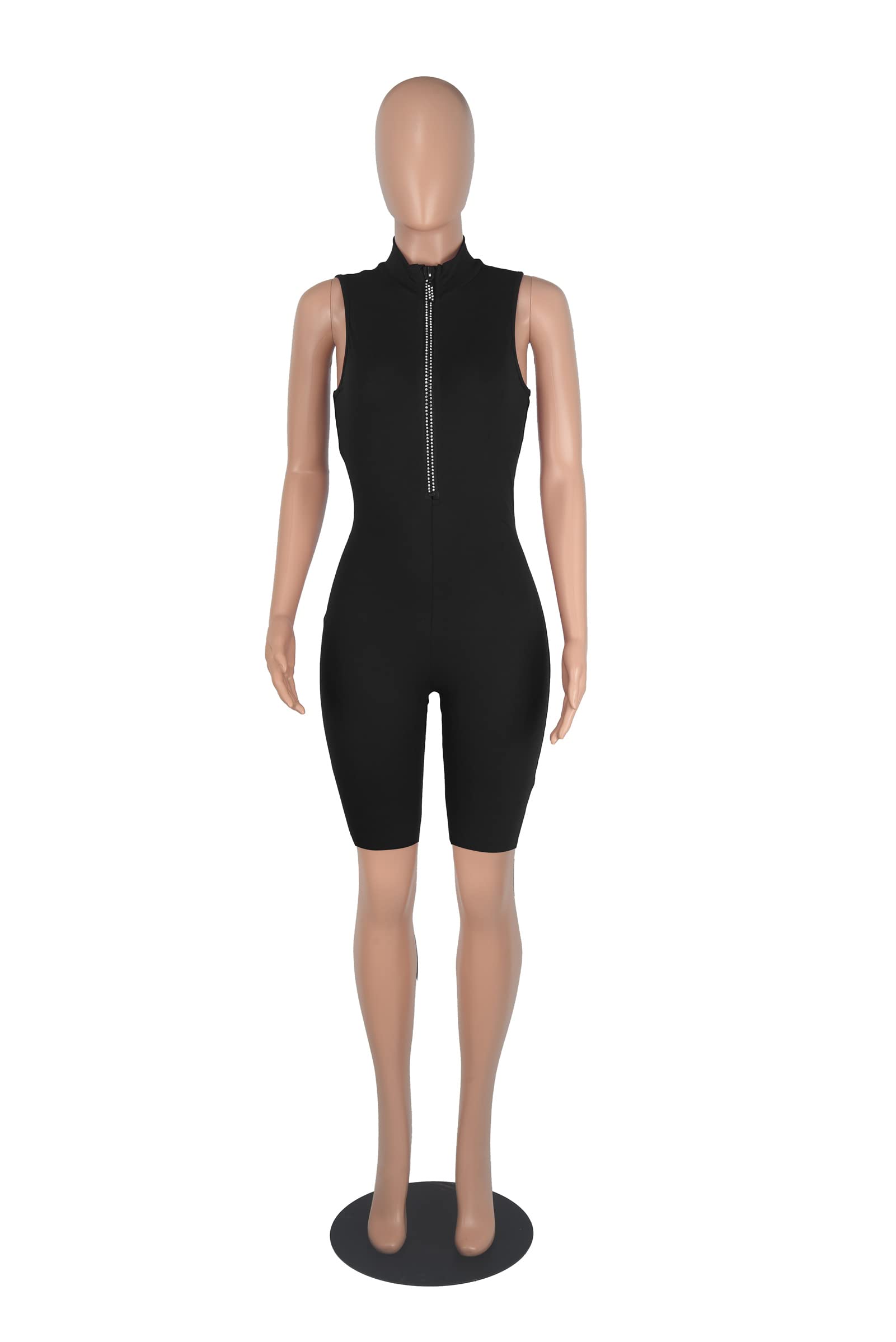 Sexy Women's Bodycon Jumpsuit - Long Sleeve V-Neck Zipper One Piece Outfit with Rich Hold | Perfect for Night Out, Party, Date Night and Casual Wear