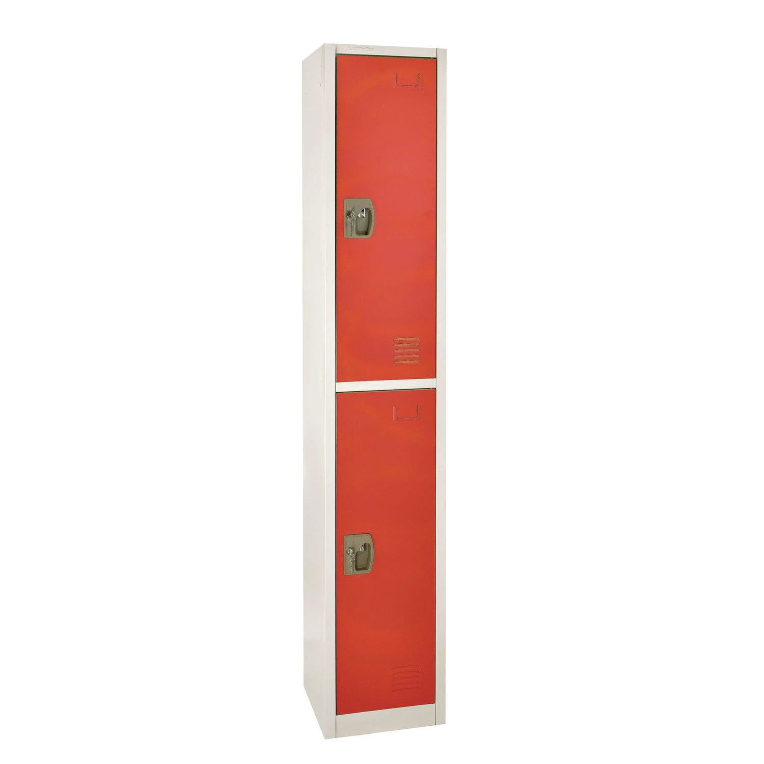 Steel Storage Locker with 2 Compartments - 12 x 12 x 72 Inches, Red - Heavy Duty Metal Locker for Office, School, Gym & Warehouse Organization