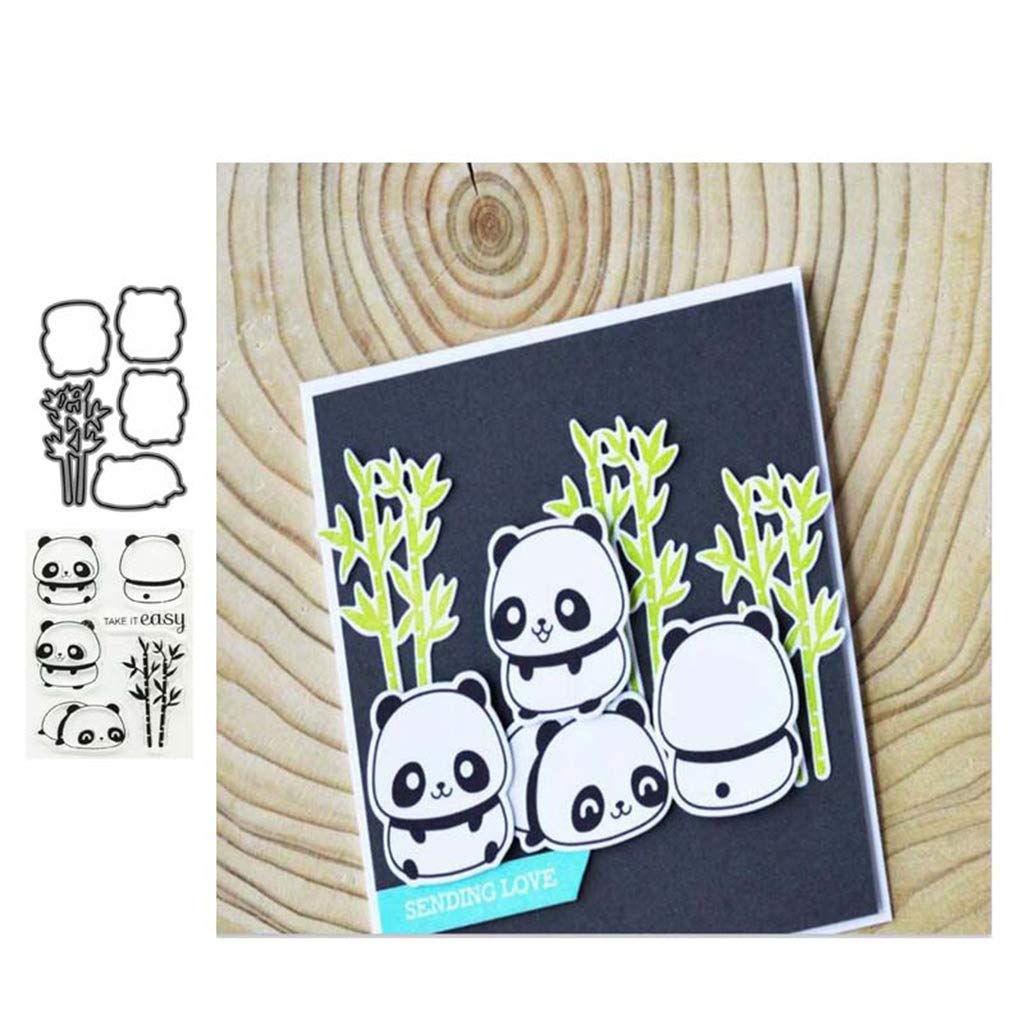 DIY Card Making Panda Clear Stamps and Dies Set - Rubber Stamps for Scrapbooking, Greeting Cards & Crafting | Perfect for Handmade Cards, Invitations & Paper Crafts