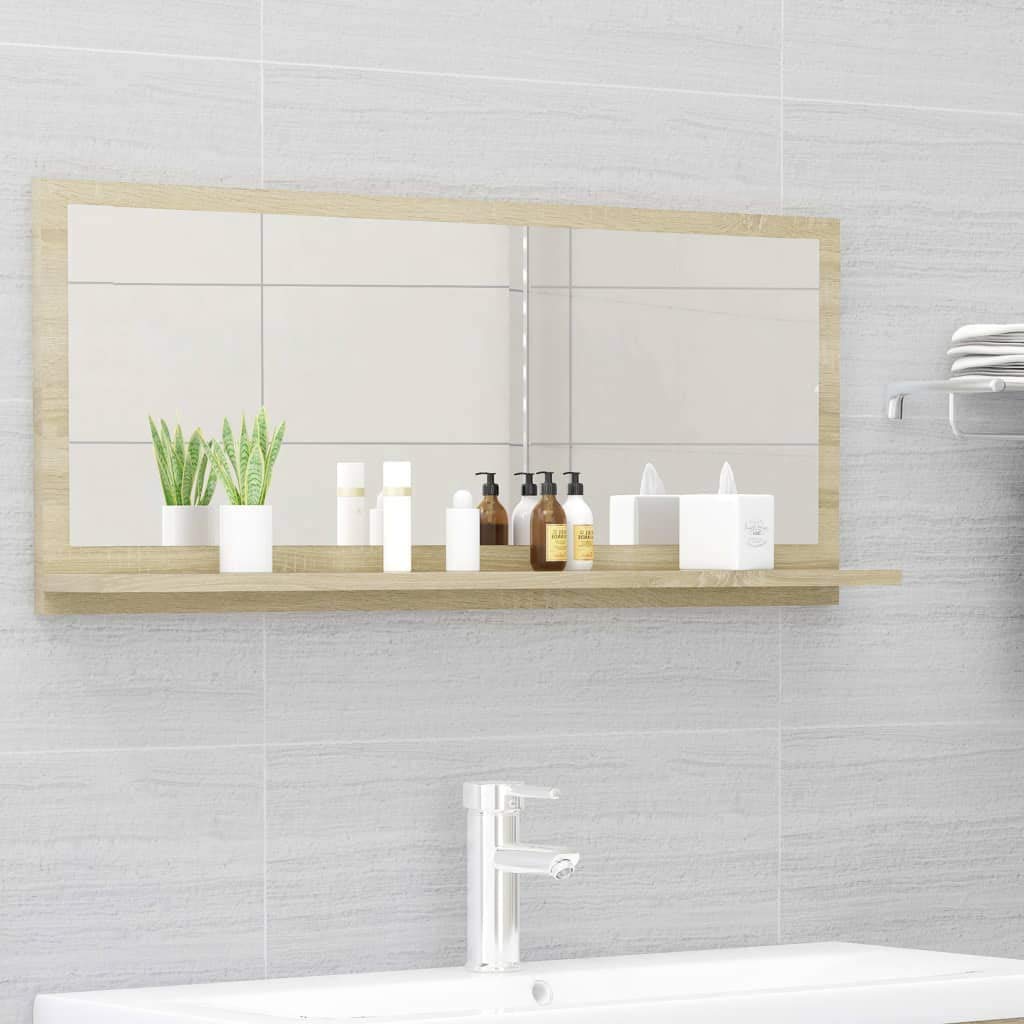 Modern Bathroom Vanity Set with Mirror - Sonoma Oak, Easy to Assemble for Home Decor