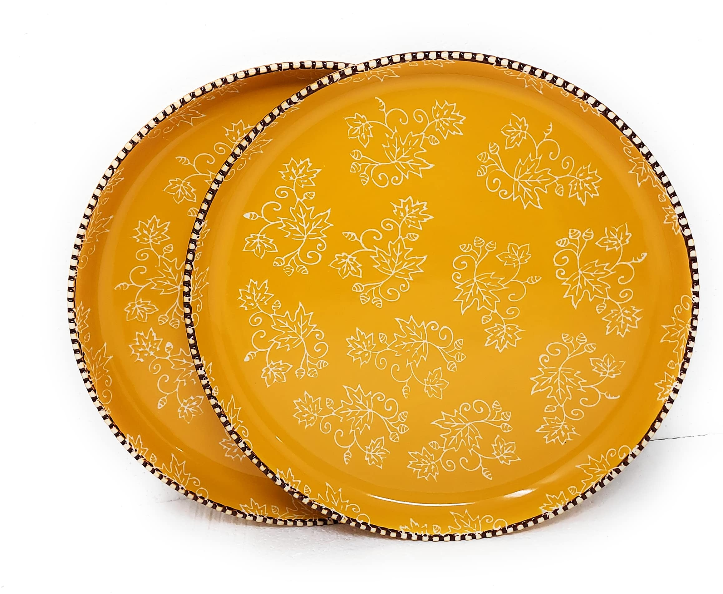 Temp-tations by Tara 2-Piece Deep Dish Dinner Plates Set – 10.5 Inch Floral Lace Fall Design – Perfect for Holiday Dinners & Special Occasions