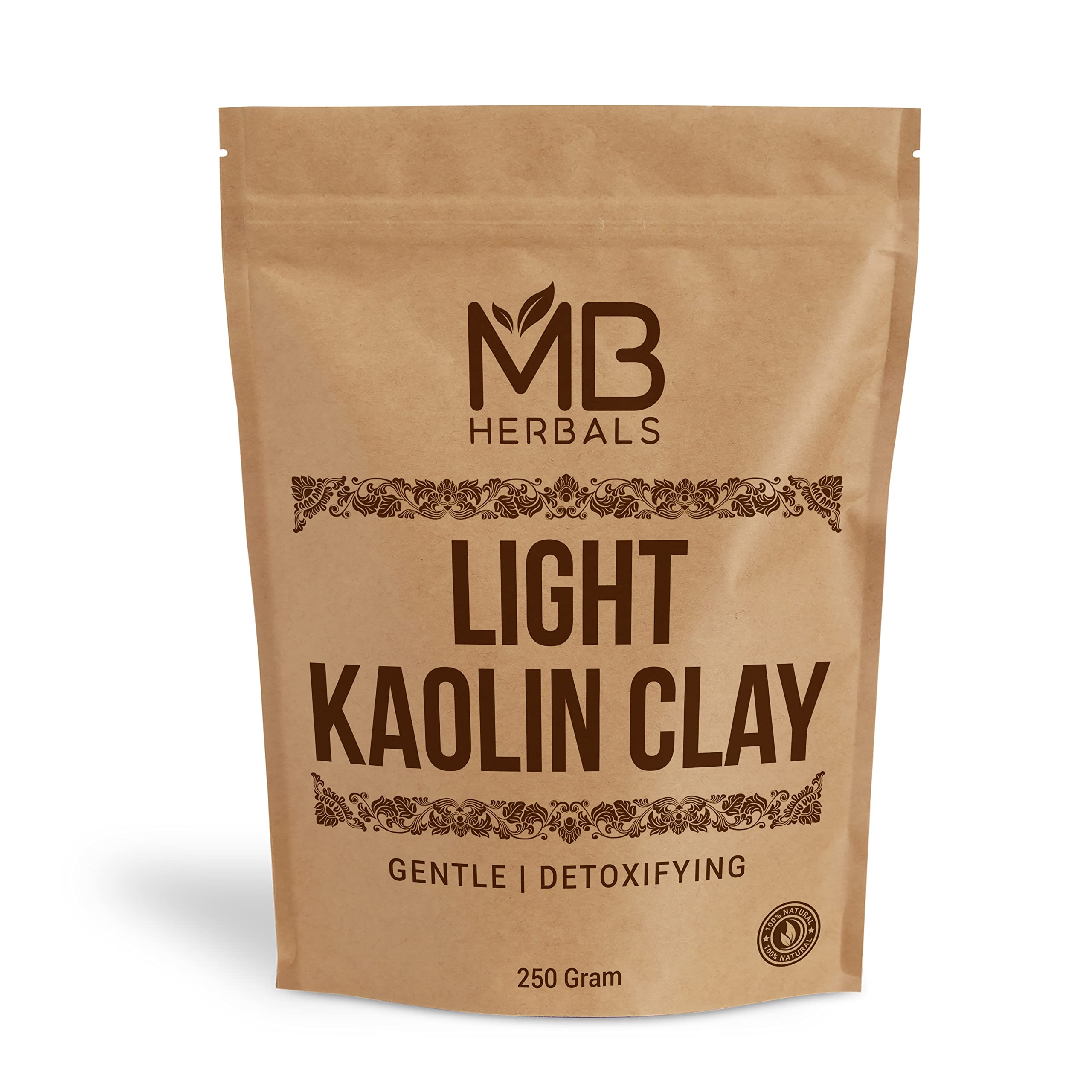 MB Herbals Light Kaolin Clay 250g - Natural Facial Mask for Blackheads, Acne & Pimple Treatment | Glowing Skin Care | Perfect for Spa, Home Facial & DIY Beauty Treatments
