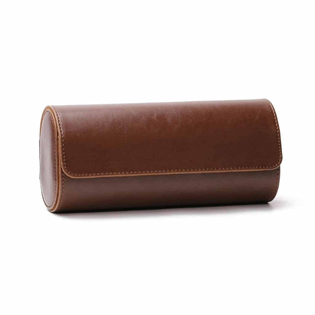 Vintage Leather Watch Roll Travel Case - 3 Slot Portable Watch Storage Box with Slide-Out Organizers | Perfect for Travel, Display & Watch Collection (Color: C)