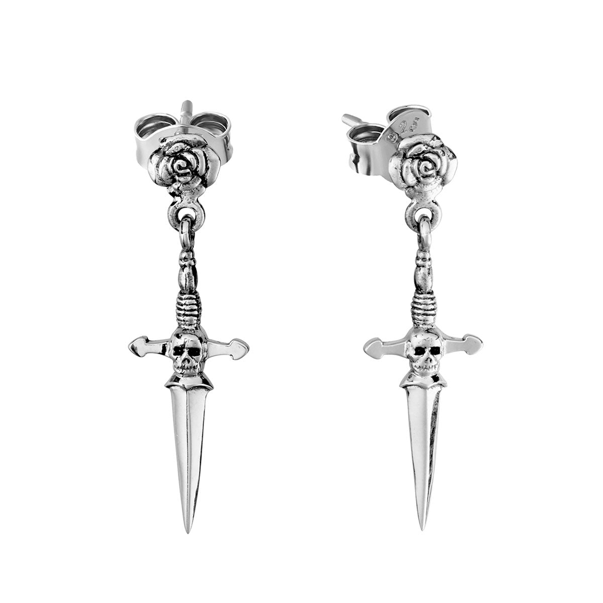 Fallen Dagger Earrings - Gothic Punk Dangle Earrings for Women, Stainless Steel Statement Jewelry - Perfect for Halloween, Cosplay, and Alternative Fashion