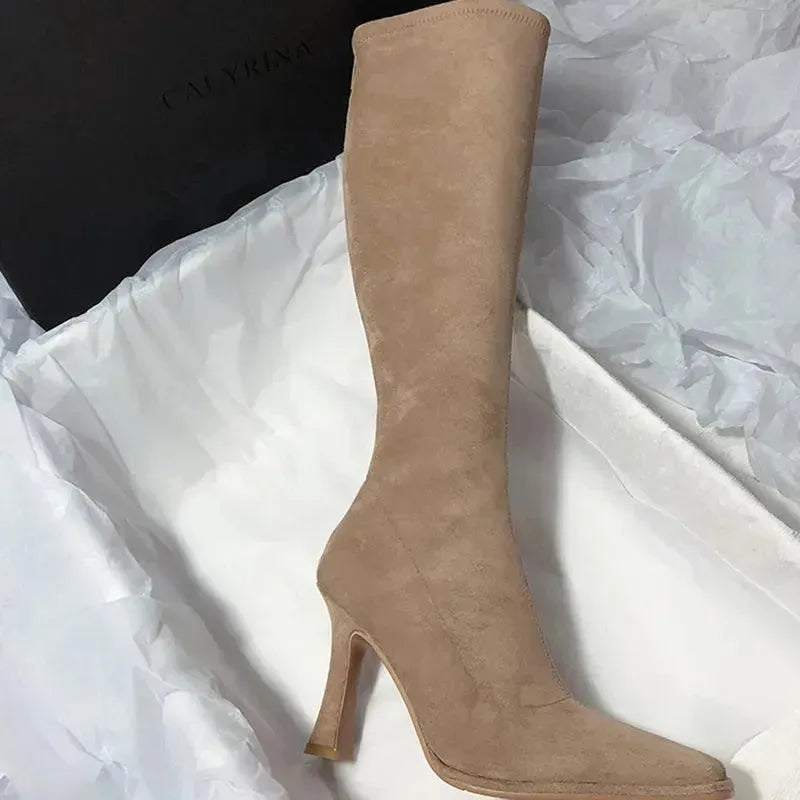 Pointy Toe Thin High Heel Knee High Boots for Women - Stylish & Comfortable for Office, Party & Night Out