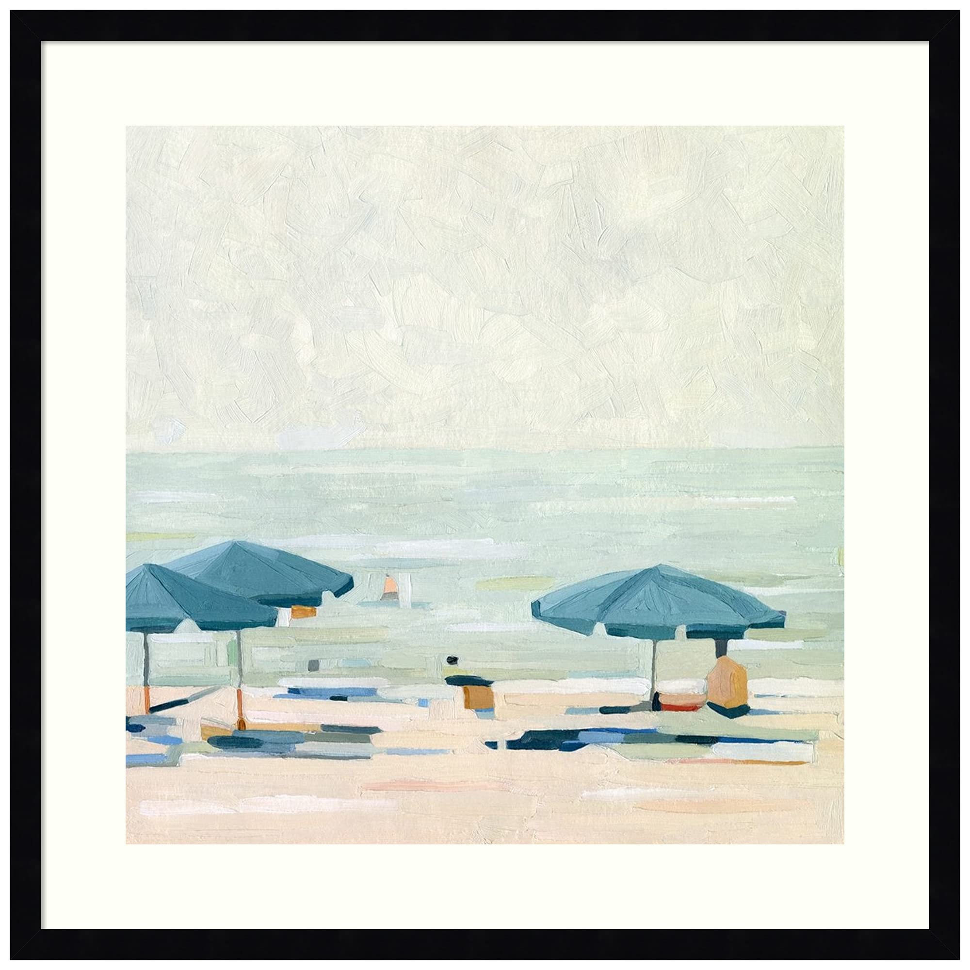 Emma Scarvey 'If It's The Beaches II' Wood Framed Wall Art Print - 25x25 Inch Modern Black Frame - Coastal Decor for Living Room, Bedroom & Office