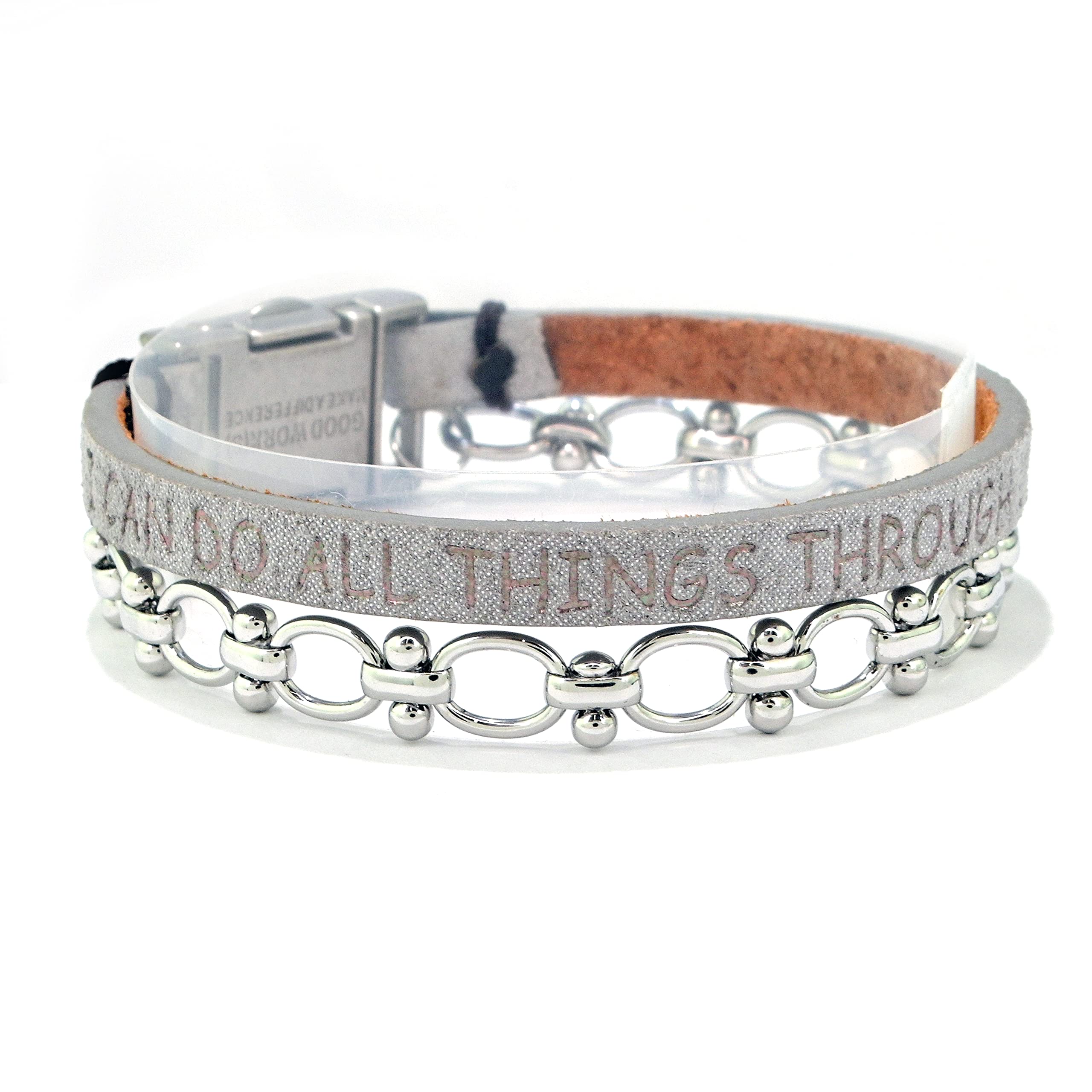 Philippians 4:13 Inspirational Stainless Steel Bible Verse Bracelet for Women - Rose Gold Christian Jewelry Gift for Faith, Strength & Daily Encouragement