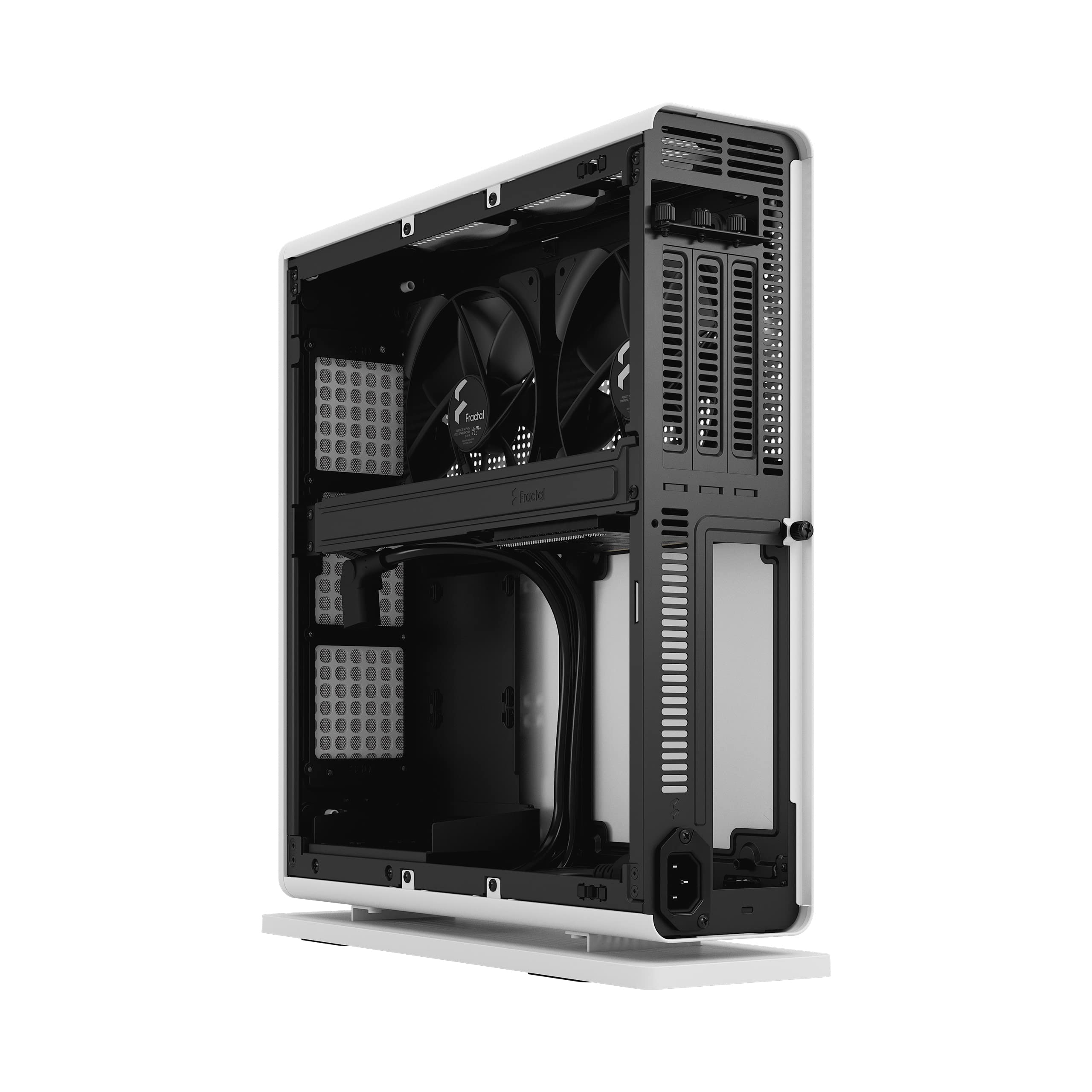Fractal Design Ridge White ITX PC Case - PCIe 4.0 Riser Card & 2x140mm PWM Fans Included - USB Type-C - Compact Gaming Computer Case for Home Theater & Workstation Setup