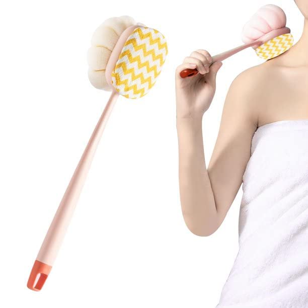 Kriaex Long Handle Bath Brush for Elderly - Double Sided Shower Scrubber with Detachable Head, Exfoliating Body Brush for Men & Women - Ideal for Back Scrubbing, Spa Days and Hard-to-Reach Areas