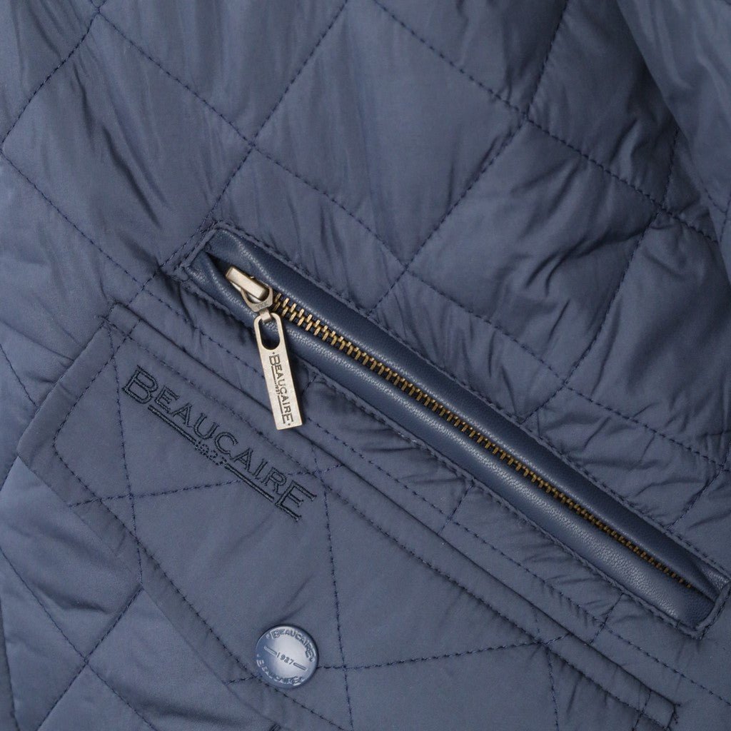 BEAUCAIRE Windsor Quilted Jacket for Women - Navy Blue Classic Puffer Coat with Stylish Diamond Stitch Design | Perfect for Fall, Winter & Outdoor Activities