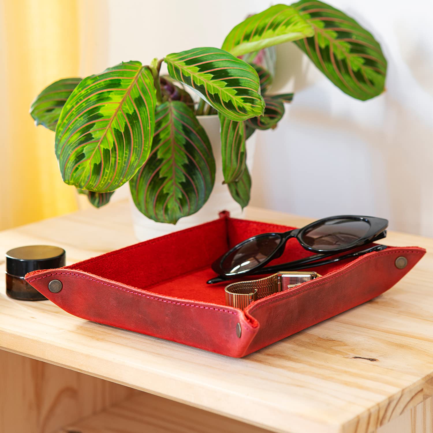 Genuine Leather Tray Organizer - Lightweight Waterproof Desk Organizer for Wallets, Watches, Keys, Phones & Office Supplies | Perfect for Home, Office & Travel Organization