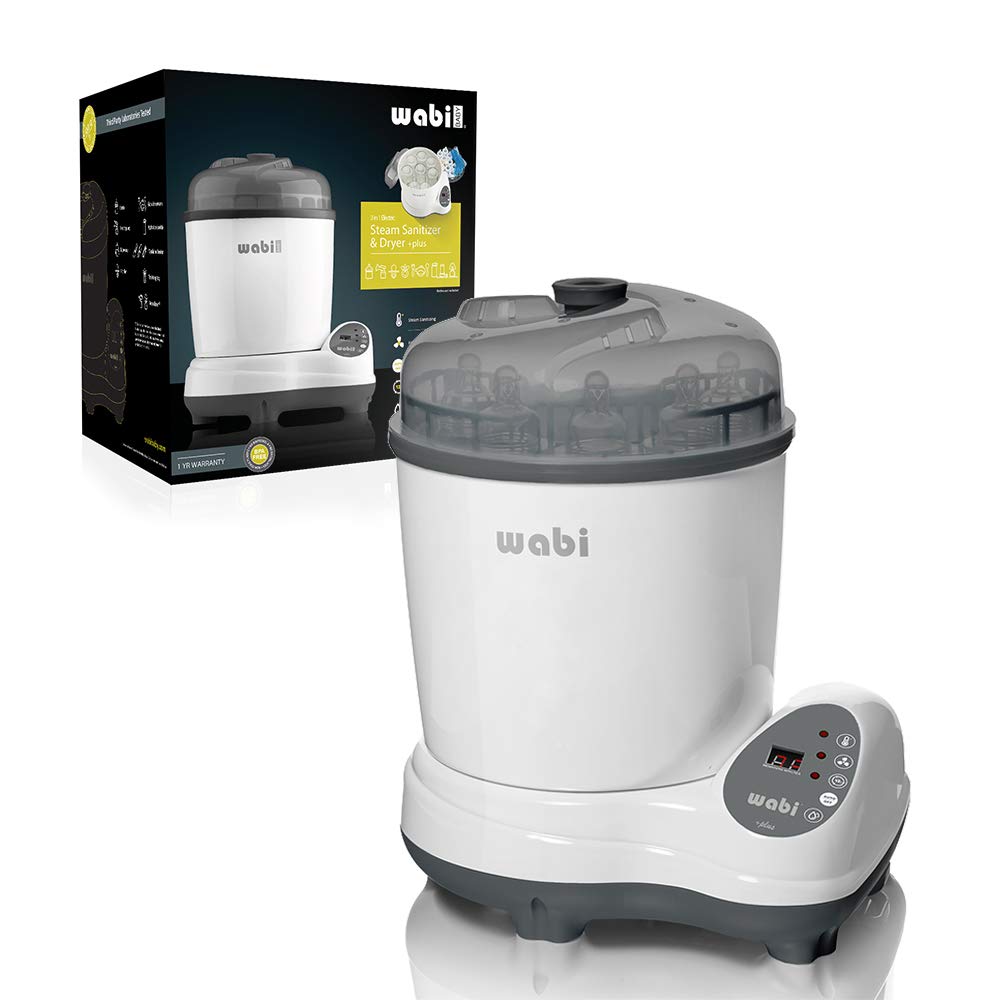 Wabi Baby Electric Steam Sterilizer and Dryer - Fast Sanitizing for Bottles, Pacifiers & Breast Pump Parts - Perfect for Nursery, Daycare & Travel Use