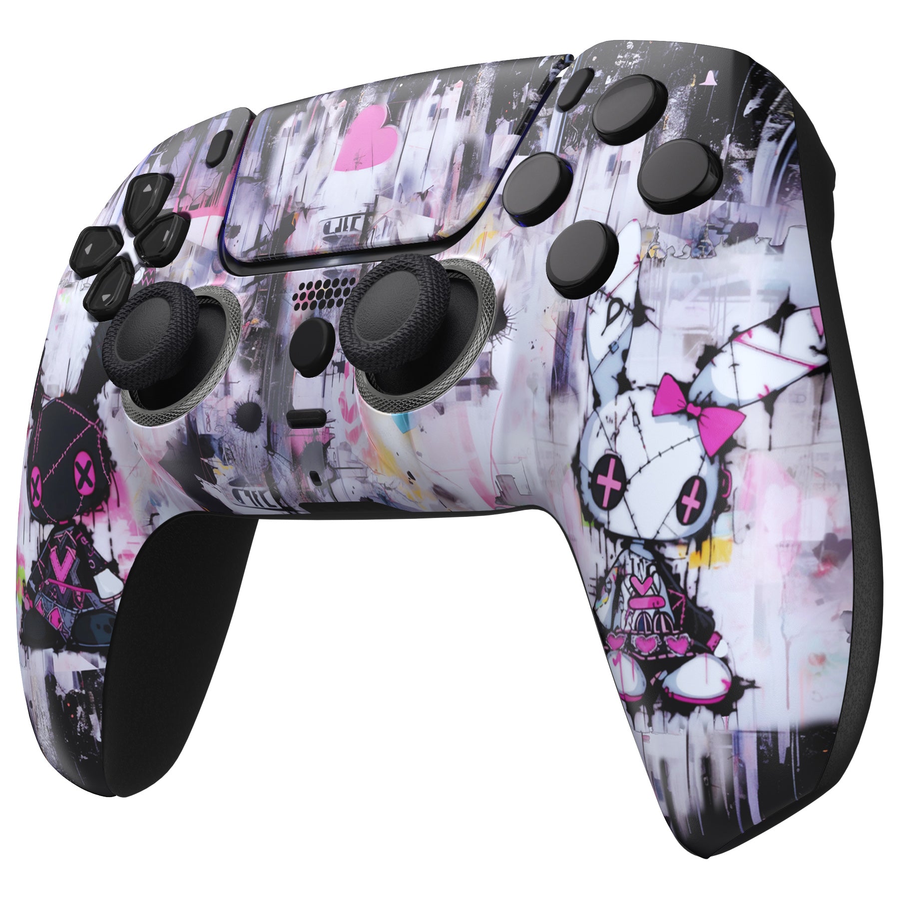 eXtremeRate LUNA Redesigned Front Shell with Touchpad for PS5 Controller BDM-010/020/030/040/050 - Lovely Punky Bunny Style - Perfect for Gaming, Customization & PS5 Enthusiasts - GHPFT019