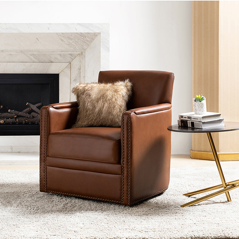 Gloria Genuine Leather Swivel Chair - 360° Rotating Office Chair with Adjustable Height for Home & Office Workspace - Perfect for Conference Rooms, Study Desks and Executive Offices