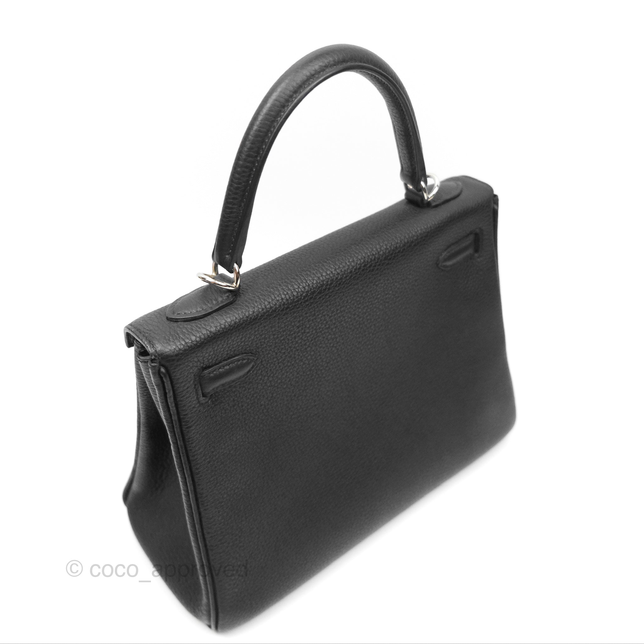 Authentic Hermès Retourne Kelly 25 Handbag - Black Togo Leather with Palladium Hardware | Luxury Designer Bag for Women | Perfect for Work, Evening Events & Special Occasions