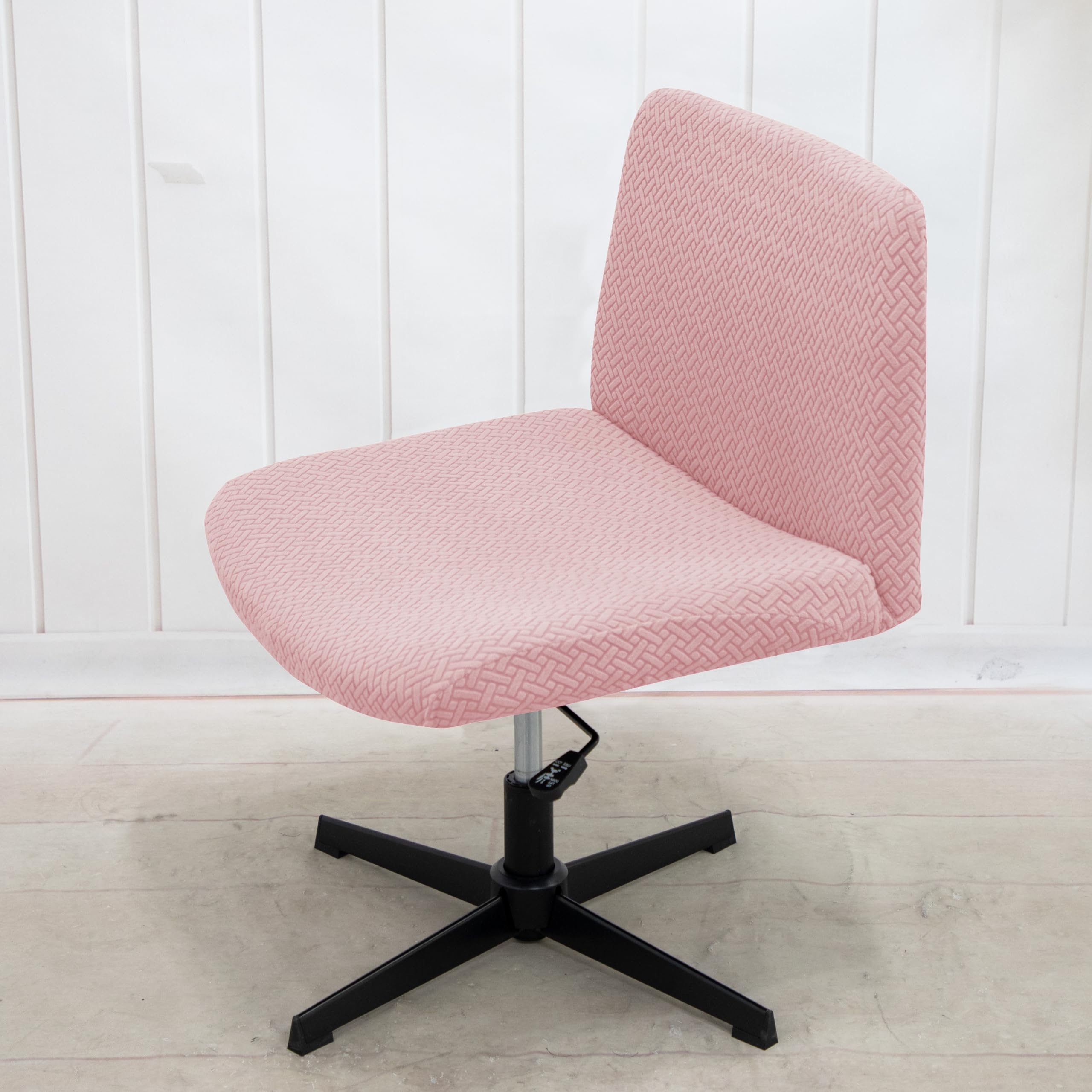 LiveGo Armless Chair Slipcover - Knitted Jacquard Office Desk Chair Cover, Modern Vanity & Computer Task Chair Cover, Mid Back Accent Chair Slipcover (Pink) - Perfect for Home Office, Study Room & Workspace Decor