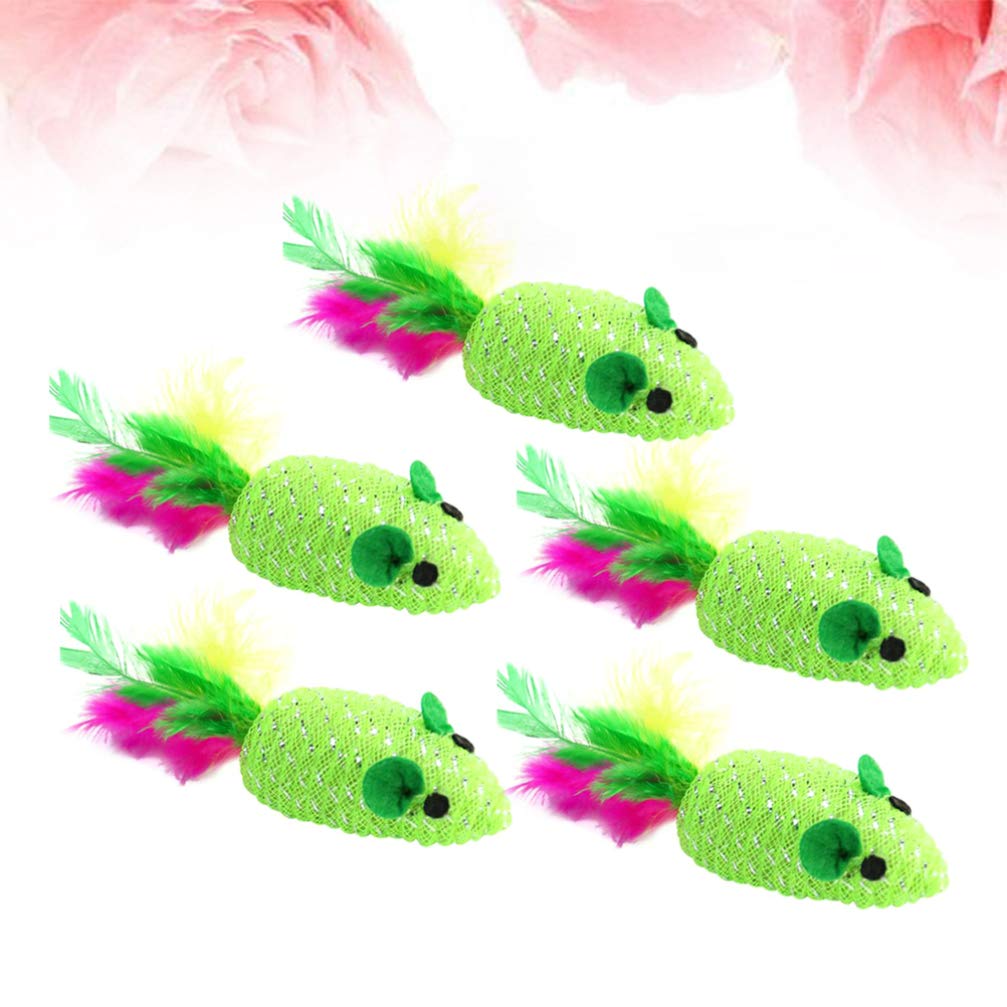 Balacoo 5pcs Interactive Kitten Toys - Plush Mice Cat Toys for Play & Exercise, Fun Teaser Toys for Kittens (Green) - Perfect for Indoor Play, Training & Bonding with Your Cat