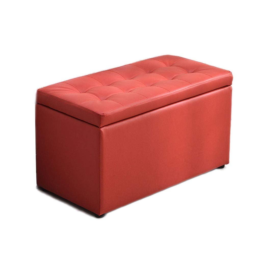 Wooden Shoe Storage Bench with PU Upholstered Seat & Lid - 60x40x40cm Waterproof Non-Slip Entryway Stool | Red Color | Perfect for Hallway, Bedroom, or Mudroom Organization & Seating