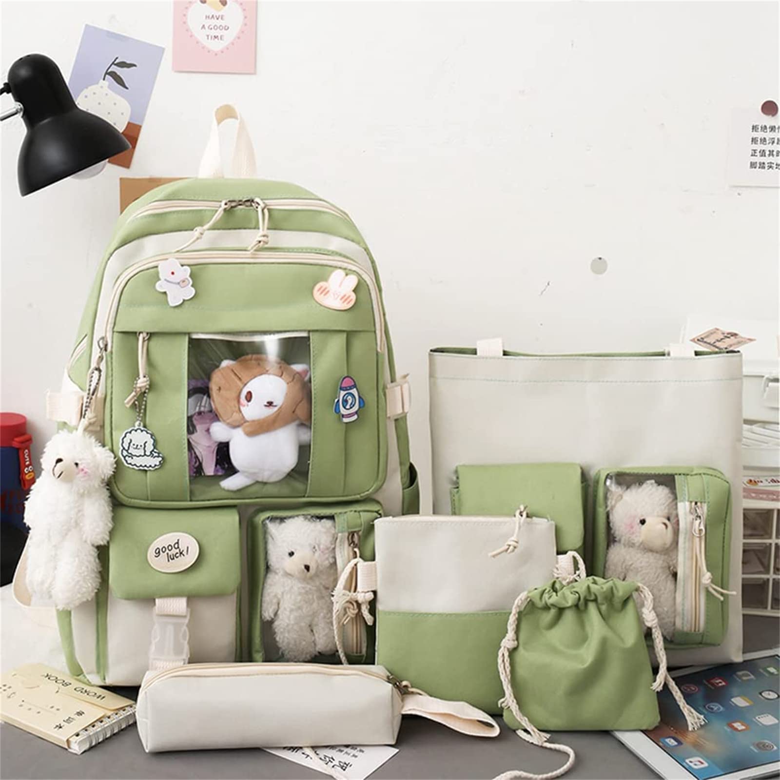 KAWAII Backpack Set - 5 Pcs Cute Aesthetic School Backpacks for Girls, Teens & College Students | Trendy Bookbags for School, Travel & Everyday Use
