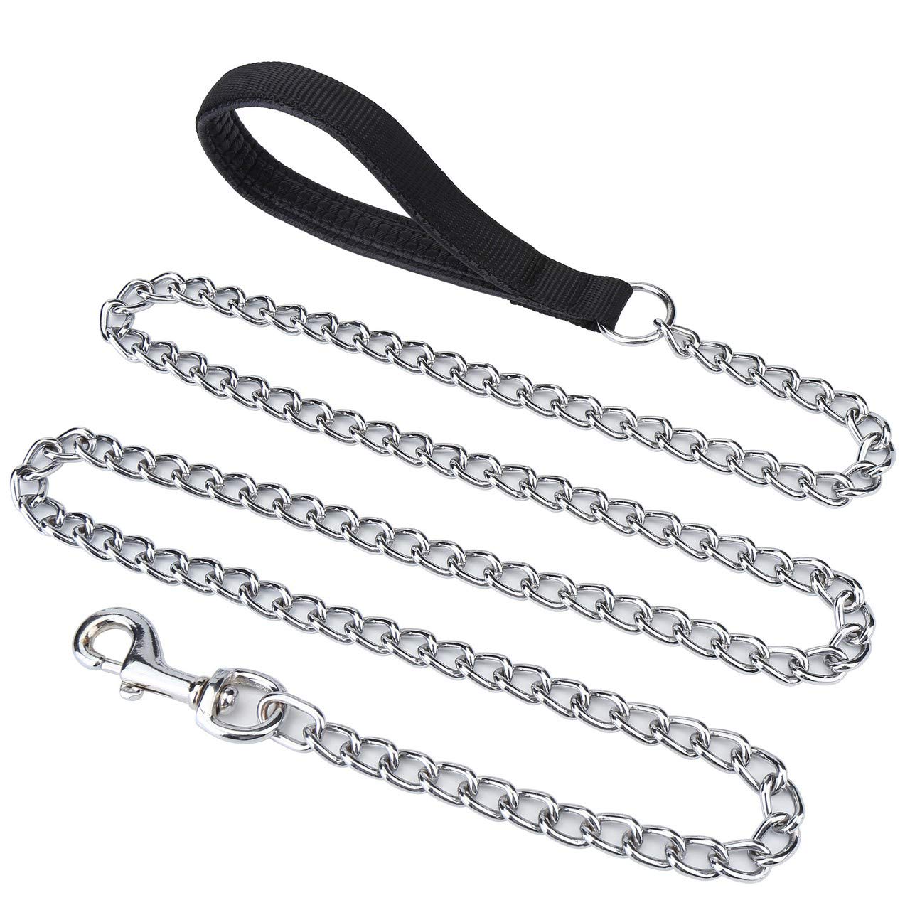 6ft Heavy Duty Chew Proof Metal Dog Leash - Strong Pet Chain Leash with Padded Handle for Large & Medium Dogs | Walking, Training & Outdoor Activities