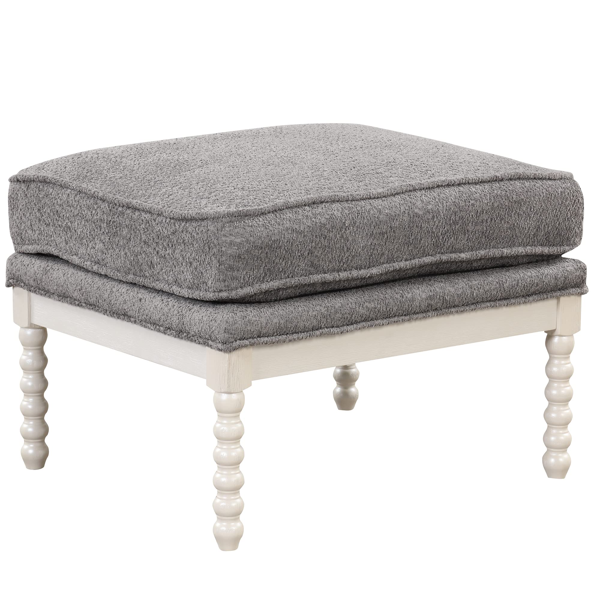 Modern Velvet Accent Chair with Ottoman - Tufted Armchair with Footrest, Lounge & Reading Chair for Small Spaces - Living Room, Bedroom, Office Decor (White + Gray 009) | Cozy Seating for Relaxing, Reading & Entertaining Guests