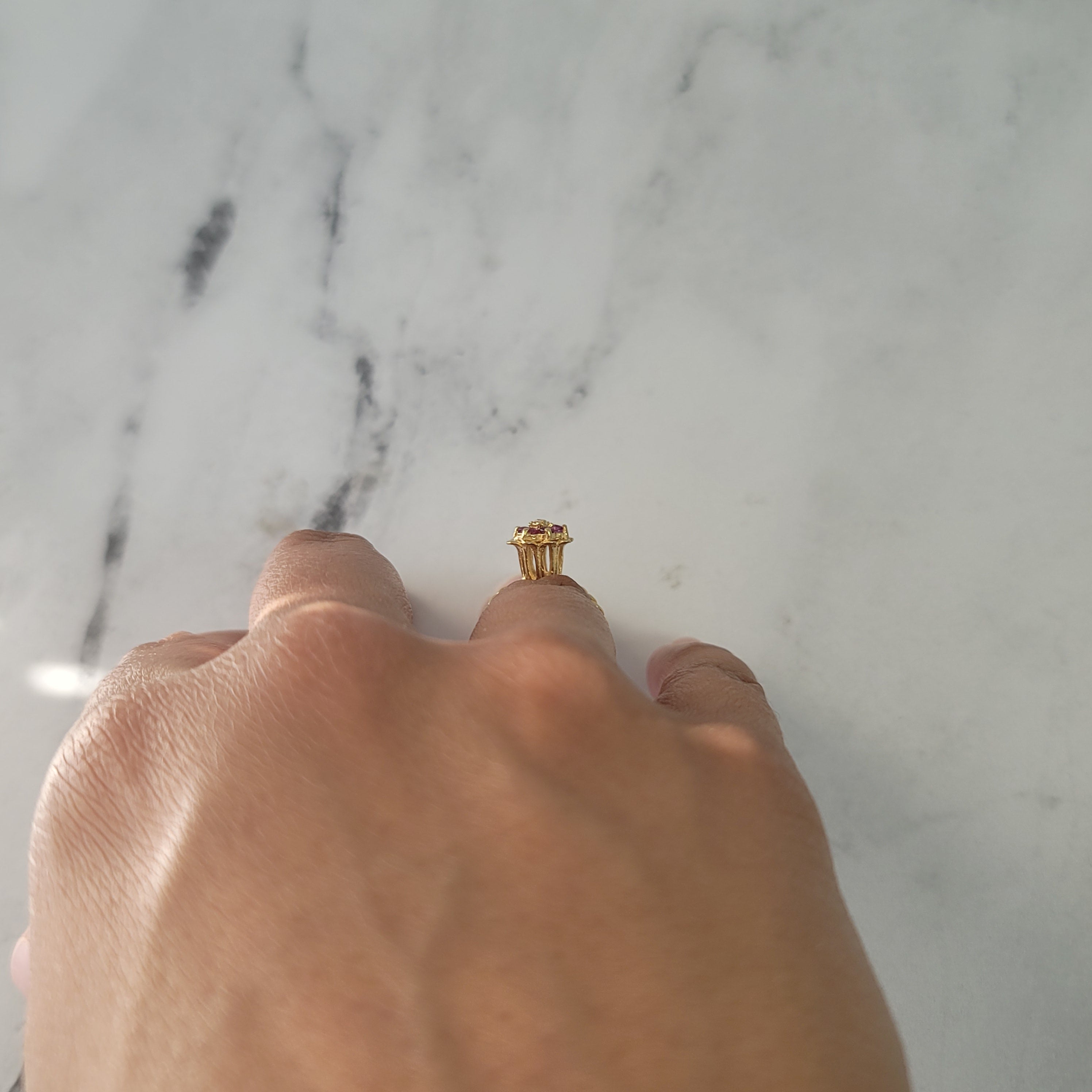 14K Yellow Gold Ruby Tulip Flower Ring for Women - Elegant Floral Jewelry for Weddings, Anniversaries & Special Occasions