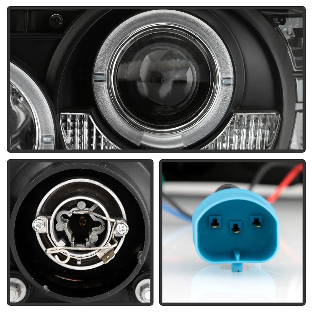 Halo LED Projector Headlights - Black - Compatible with 2001-2011 Ford Ranger Pickup Truck - High Brightness & Energy Efficient - Perfect for Night Driving & Off-Road Adventures