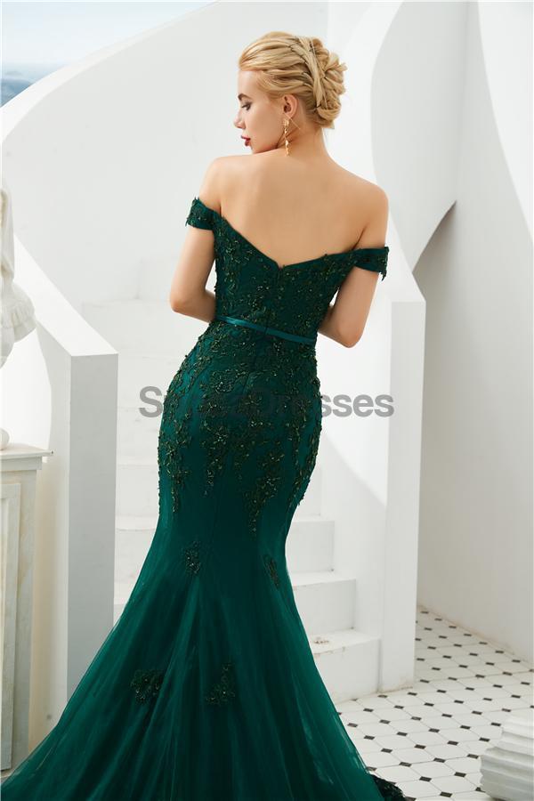 Emerald Green Lace Applique Mermaid Evening Prom Dress for Women - Elegant Formal Gown for Homecoming, Ball & Special Occasions