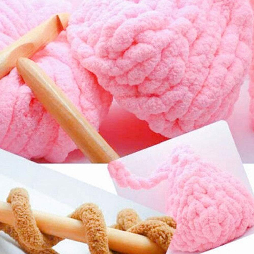 Super Chunky Knit Chenille Yarn 2-Pack - Blush Pink Vegan Jumbo Yarn for Hand Knitting, Arm Knit Blankets, DIY Pillows, Throws & Hats (250g Per Skein) - Perfect for Cozy Home Decor, Winter Crafts & Gift Making