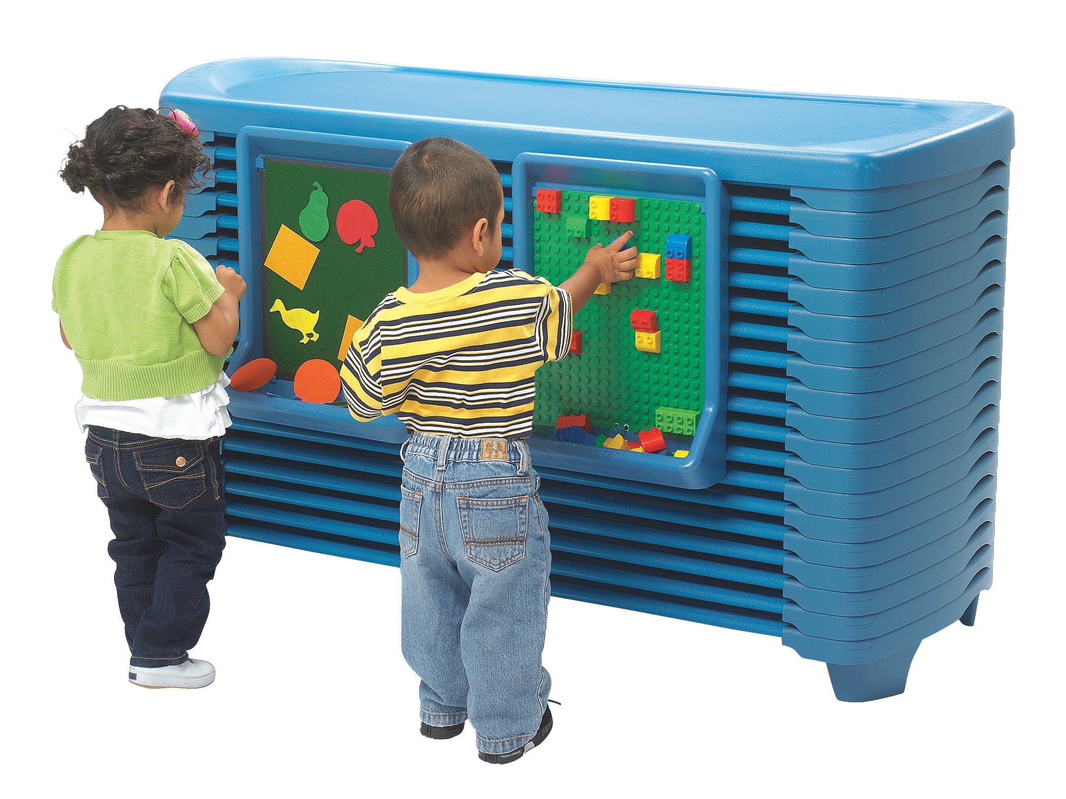 Angeles Rest Spaceline Activity Center with 20 Cots - Durable Daycare & Preschool Furniture for Nap Time & Play Areas - Perfect for Childcare Centers, Schools, and Home Use