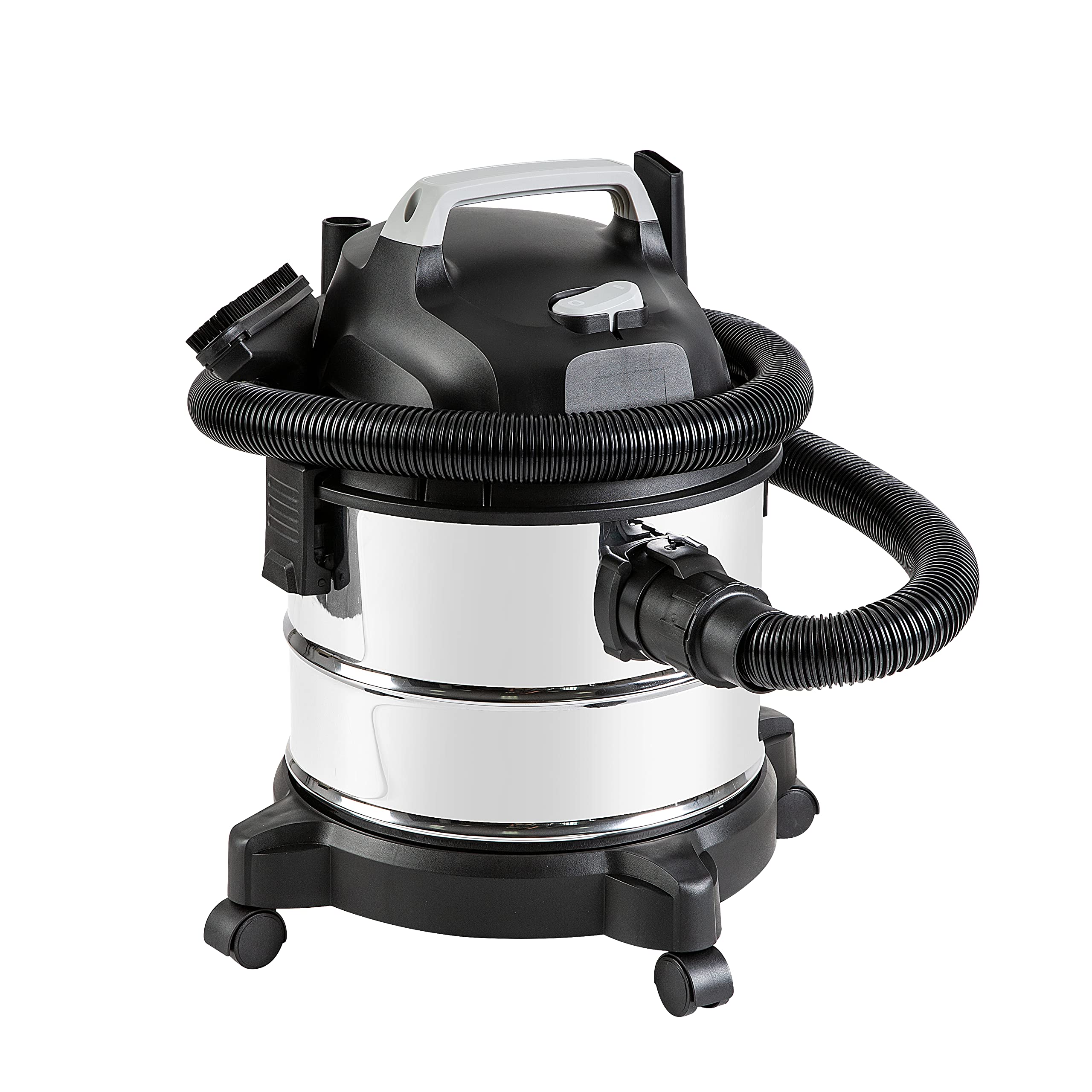 Amazon Basics 4 Gallon Wet Dry Vacuum Cleaner - 3 HP Stainless Steel Shop Vac for Home, Garage & Workshop - Powerful Suction for Dust, Debris & Liquids (Grey/Black)