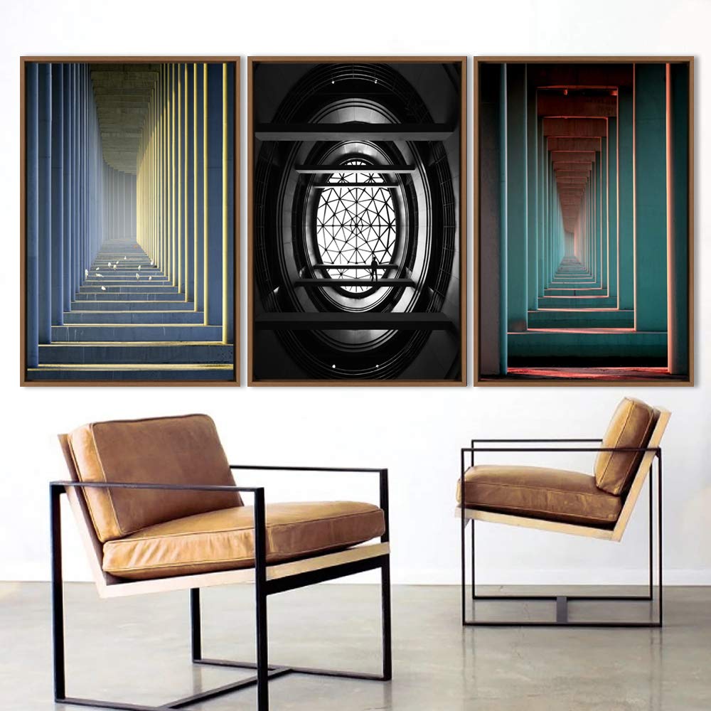 Wall26 3-Panel Framed Canvas Wall Art - Modern Cityscape Building Theme Print (16