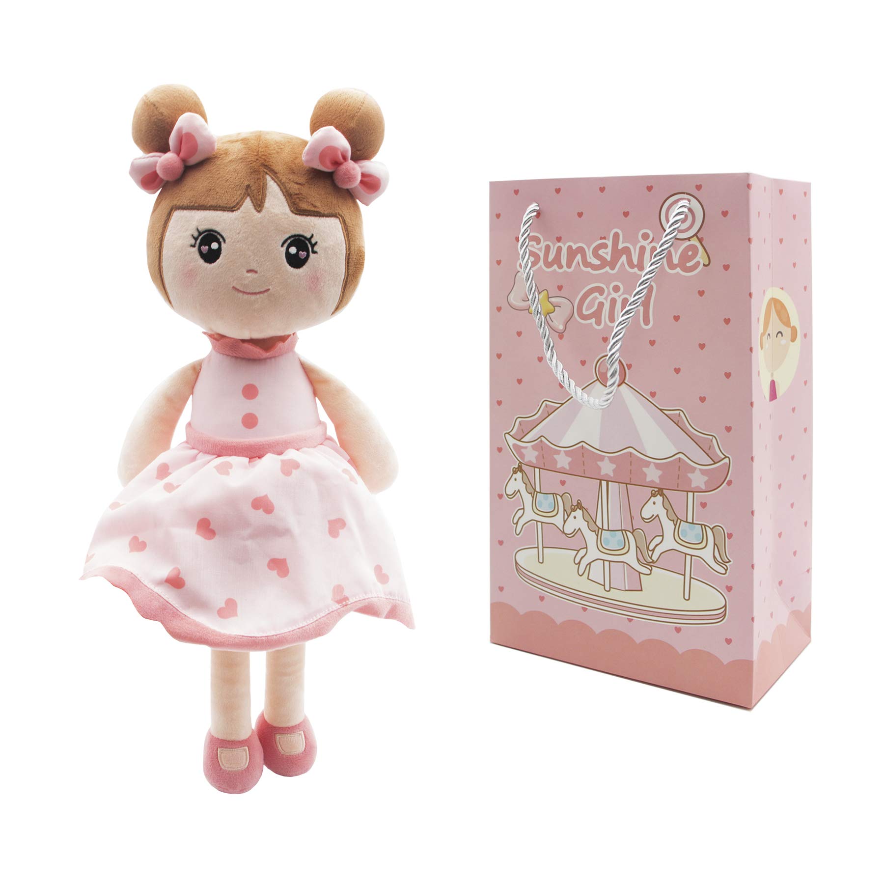 Maxshop 17'' Super Soft Plush Doll - Cute Baby Girl Stuffed Animal Toy with Gift Box (Pink) | Perfect Birthday Gift, Nursery Decor & Cuddly Companion