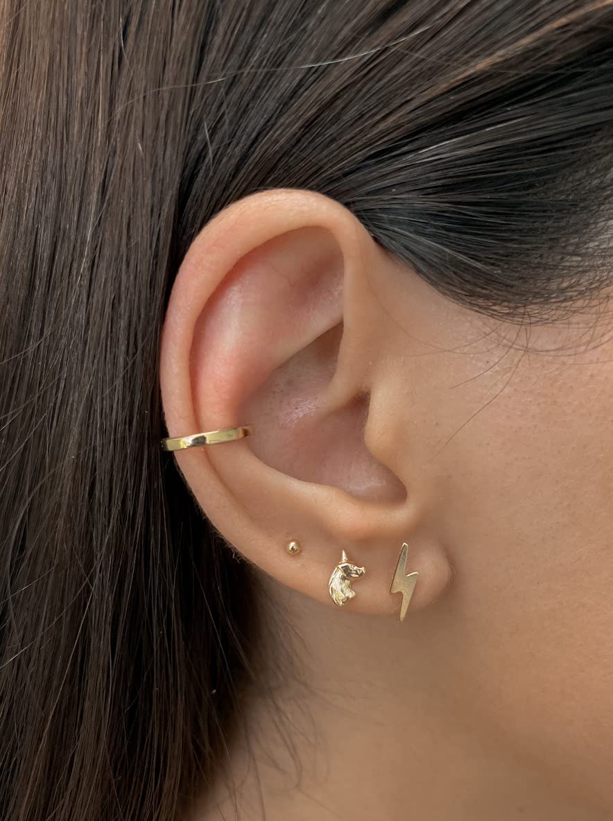 14K Gold Tiny Lightning Bolt Earrings - Dainty Stud Earrings for Women - Perfect for Everyday Wear & Gifts