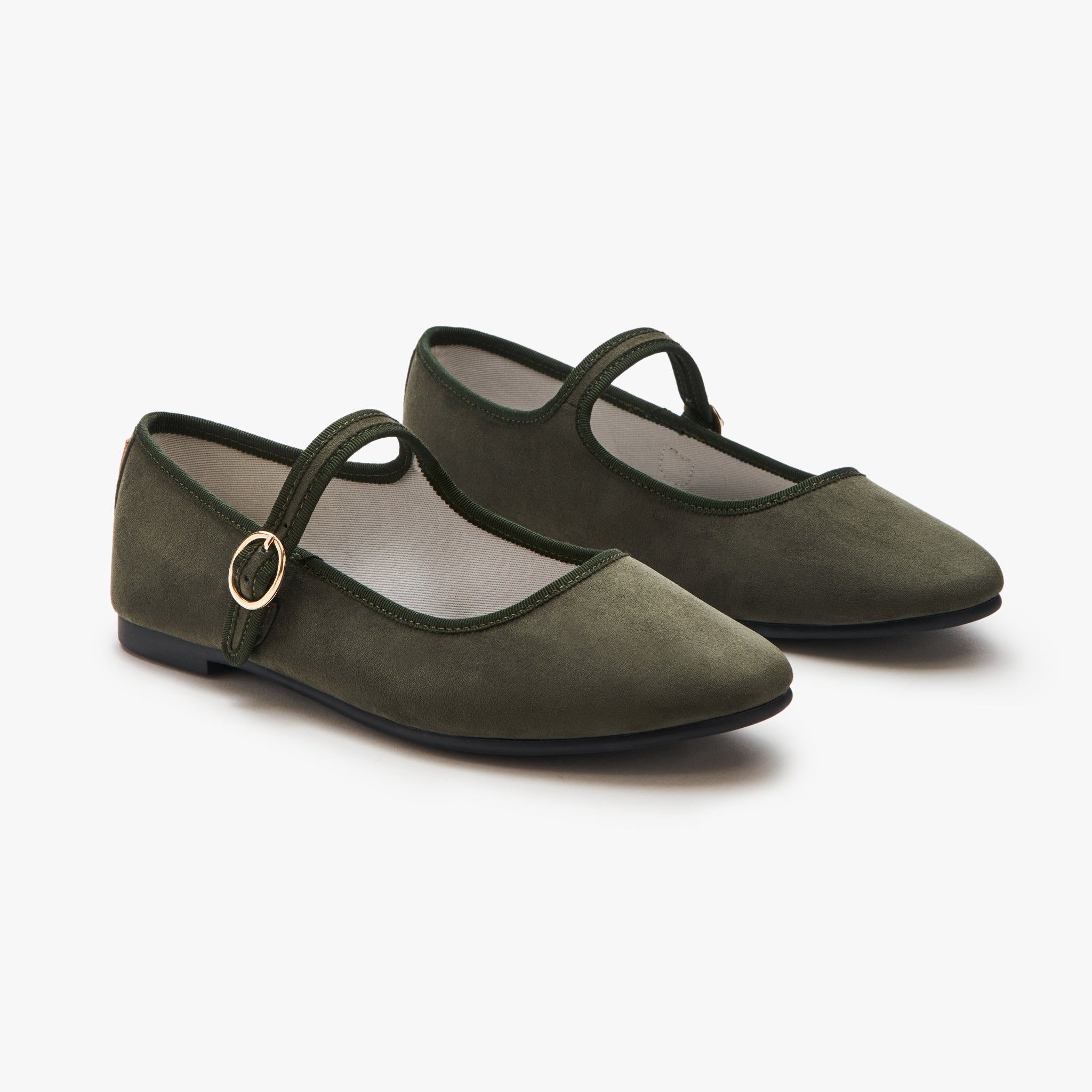 Belle Mary Jane Shoes for Women - Comfortable Forest Green Flats with Buckle Strap | Perfect for Work, Casual Outfits & Everyday Wear