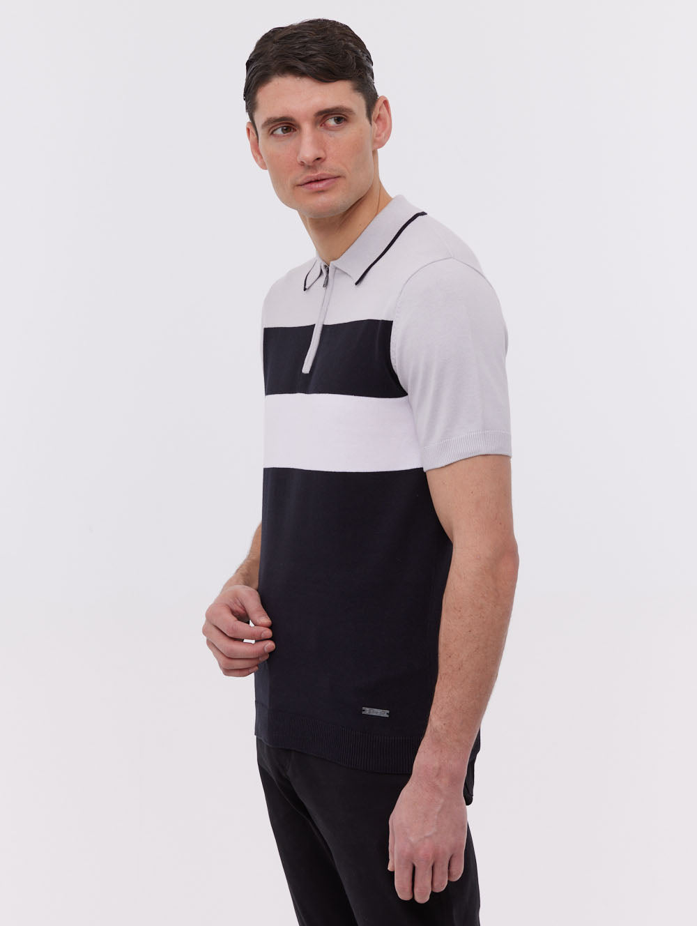 Aspinn Men's Block Stripe Polo Shirt - Casual Short Sleeve Cotton Knit Top for Golf, Business & Summer Wear