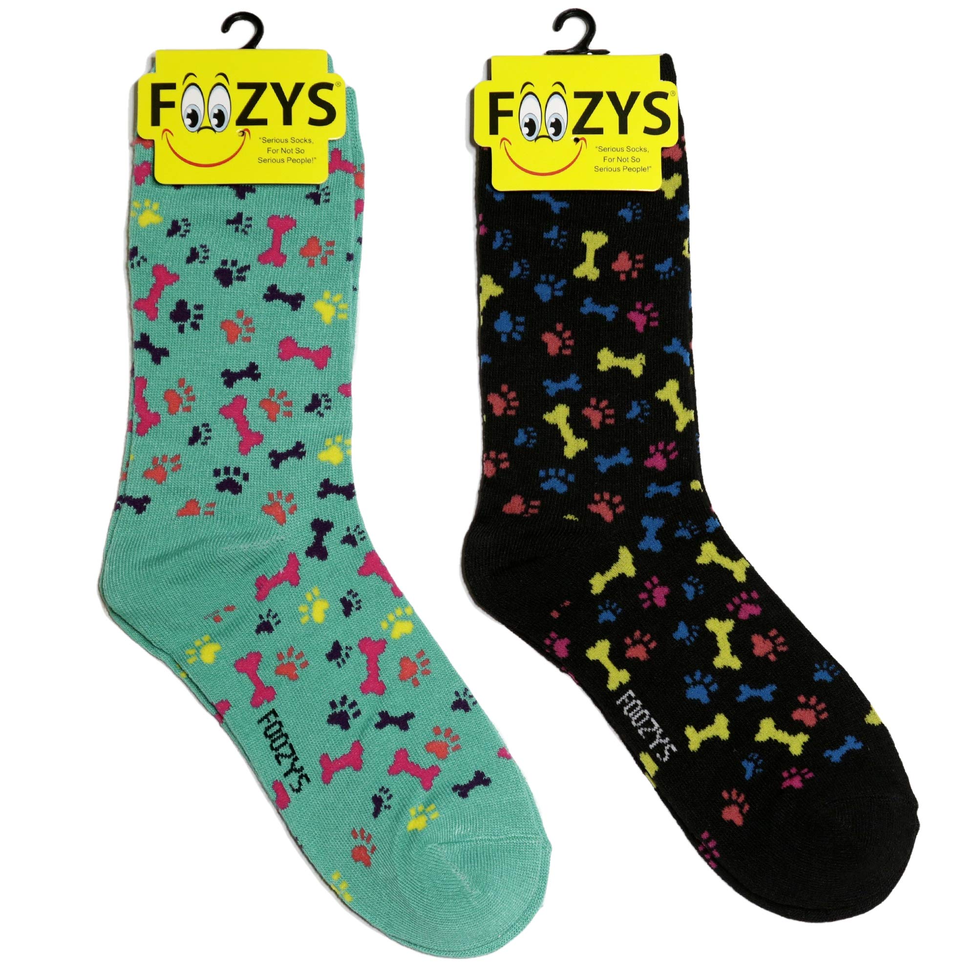 Foozys Women's Crew Socks - Fun Sports Themed Novelty Socks (2 Pairs) - Perfect for Running, Yoga & Casual Wear