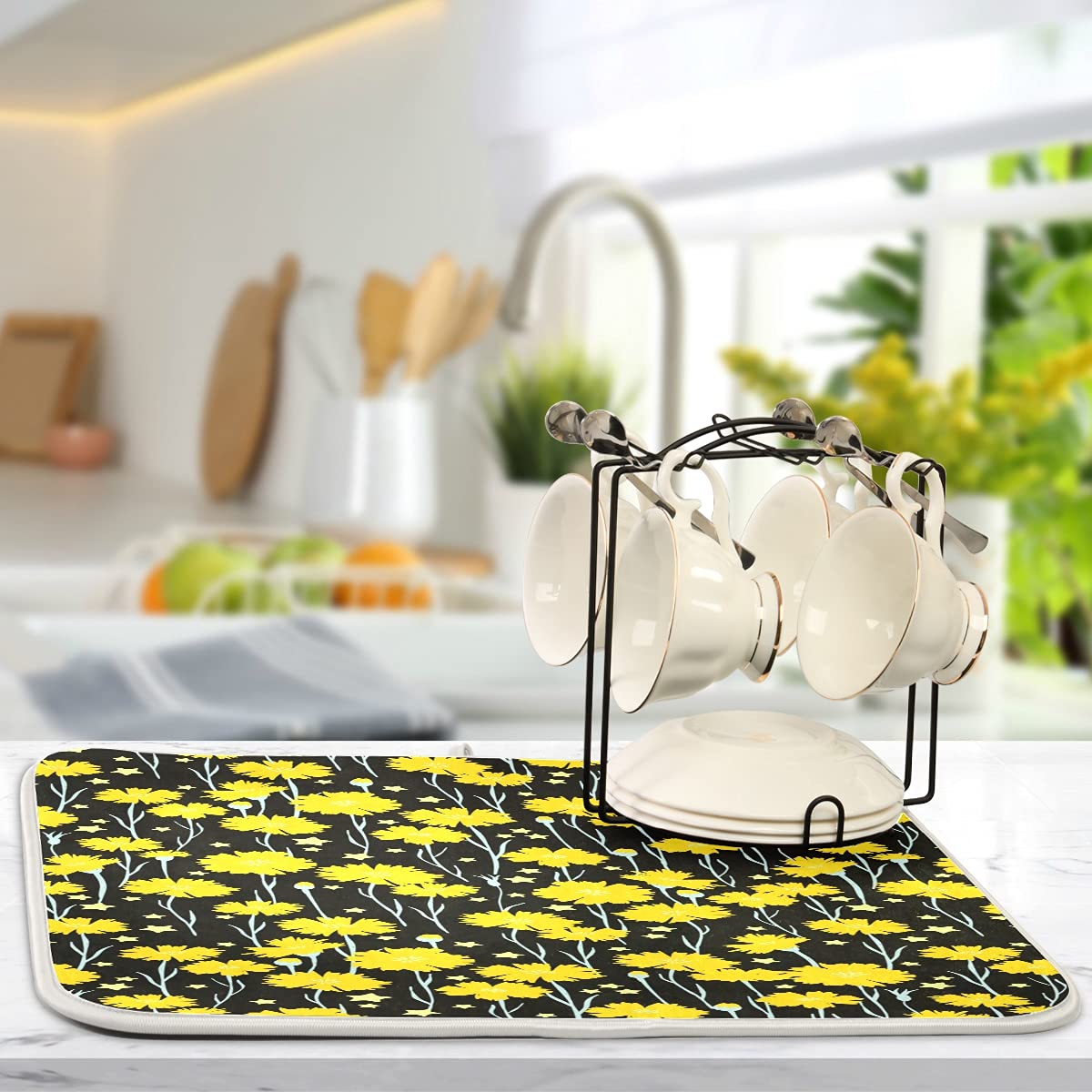 Premium Microfiber Dish Drying Mat for Kitchen - Super Absorbent, Heat Resistant Countertop Drying Pad (18