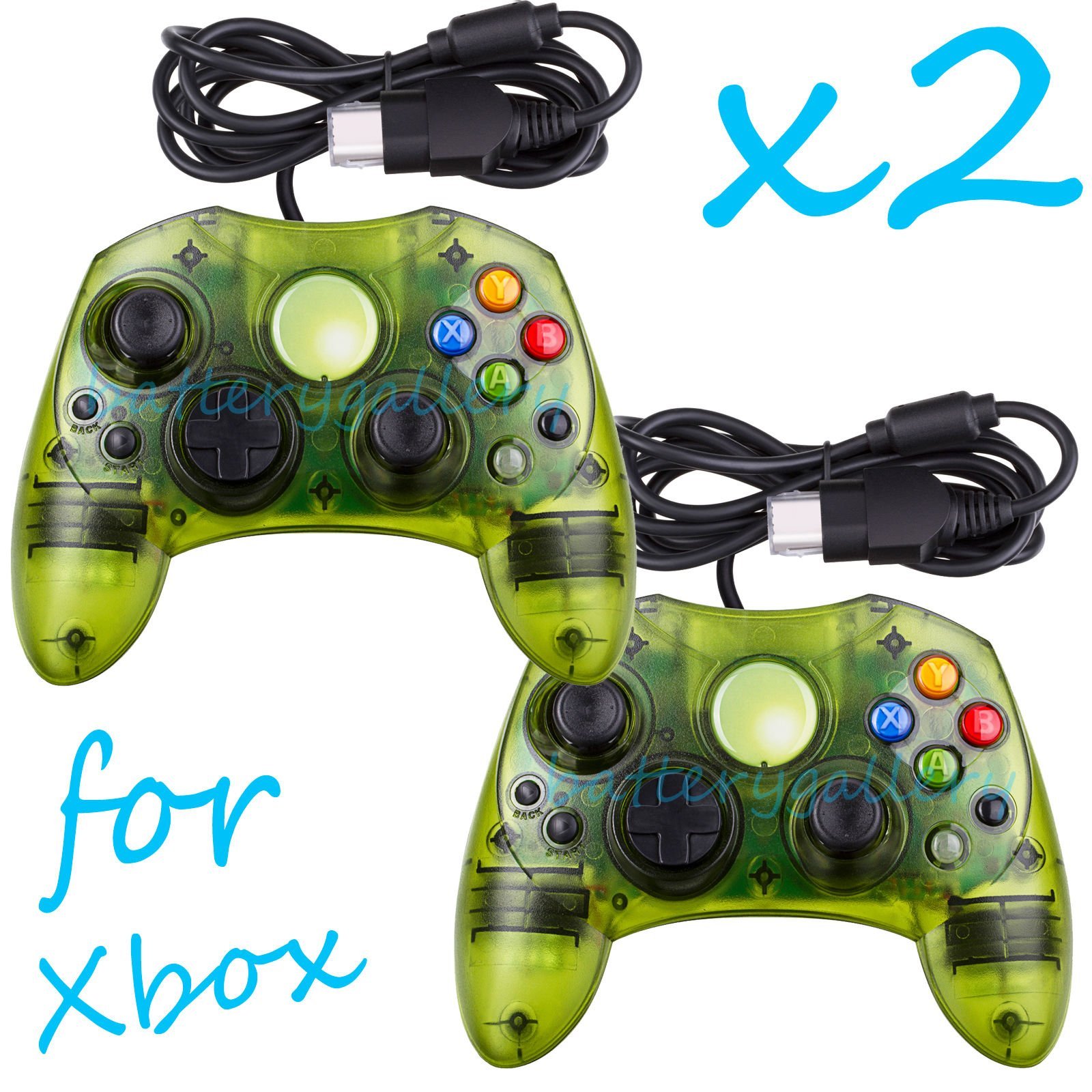 Original Microsoft Xbox Controller - 2-Pack Green Gamepad for Xbox System | Compatible with Xbox Original & Classic Games | Perfect for Multiplayer Gaming & Retro Console Enthusiasts