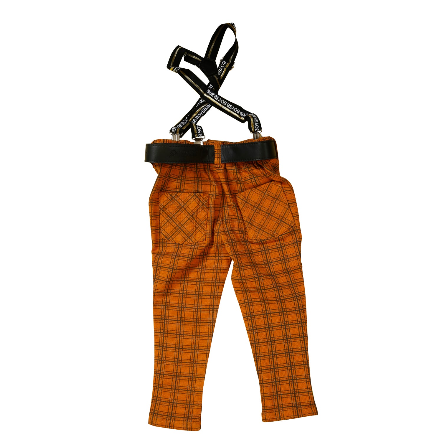 Stylish Plaid Party Outfit with Suspenders & Wooden Bow Tie - Perfect for Weddings, Prom, and Formal Events
