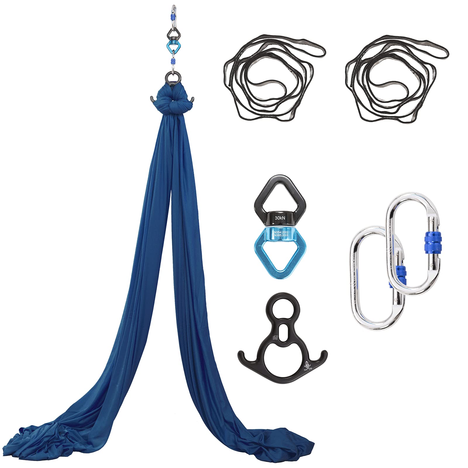 11 Yards Aerial Yoga Hammock Kit - Non-Stretch Nylon Tricot Fabric with Hardware for Anti-Gravity Fitness, Dance & Aerial Silks | Perfect for Home Gym, Yoga Studio & Circus Training