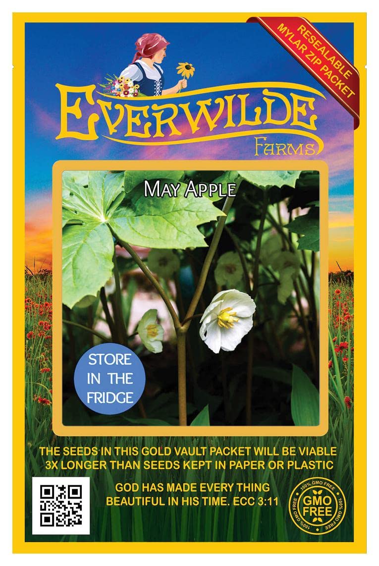 Everwilde Farms - 5 May Apple Native Wildflower Seeds - Gold Vault Jumbo Seed Packet for Planting in Gardens, Meadows & Pollinator Habitats