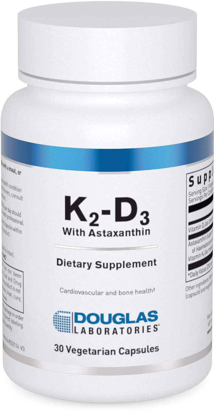 Douglas Laboratories K2-D3 with Astaxanthin - Bone & Immune Support Supplement with Vitamin D3 & MK-7 - Antioxidant for Vascular Health - 30 Vegetarian Capsules - Supports Heart, Joint & Skin Wellness for Active Lifestyles